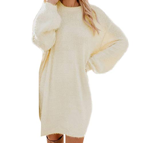 Sweatkleid Damen, Pullover Damen Oversize Longpullover - Herbst Winter Pulloverkleid Lang Lose Strickkleid Damen Lässig Modische Wollkleid Knielang Dresses Langarm Warme Pullis Rundhals Winterkleid von Soupliebe