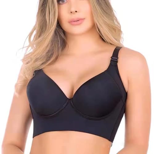 Chumbo BH Filifit Sculpting Uplift BH, Damenmode BH mit tiefen Körbchen verbirgt Rückenfett, volle Rückenabdeckung, Push-Up-Sport-BH, Shapewear (4XL,Black) von Sovtay