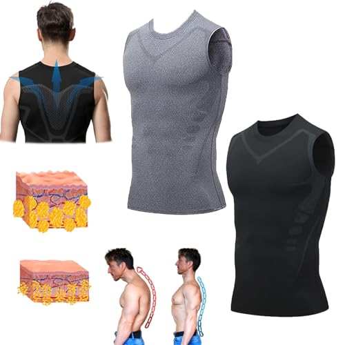 GFOUK™ MENIONIC Tourmaline PostureCorrector Weste, Haltungskorrektur für Männer und Frauen, Ionic Shaping ärmelloses Hemd (2XL,2Pcs-A) von Sovtay