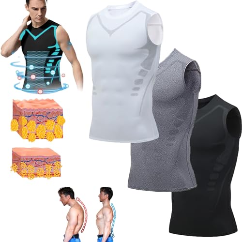 Gfouk Menionic Turmalin-Haltungskorrekturweste, Ionic Shaping Sleeveless Shirt, Lucky Song Ionic Shaping Vest Men (S,3Pcs) von Sovtay