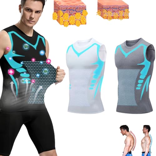 Gfouk Menionic Turmalin-Haltungskorrekturweste, Lucky Song Ionic Shaping Vest Men, Ionic Shaping Sleeveless Shirt (L,2Pcs-C) von Sovtay