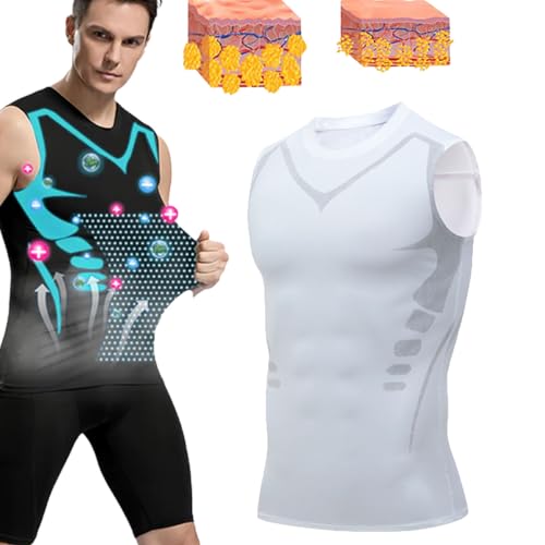 Lucky Song Ionen Energie Weste, Ionic Shaping Vest Men, Luckysong Ionic Shaping Herren, Lucky Song Ionic Shaping Vest (S,White) von Sovtay