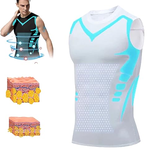 GFOUK HOMMEN Gynecomastia Compress Vest, Lucky Song Ionen Energie Weste, Luckysong Ionic Shaping Herren Vest (M,White) von Sovtay