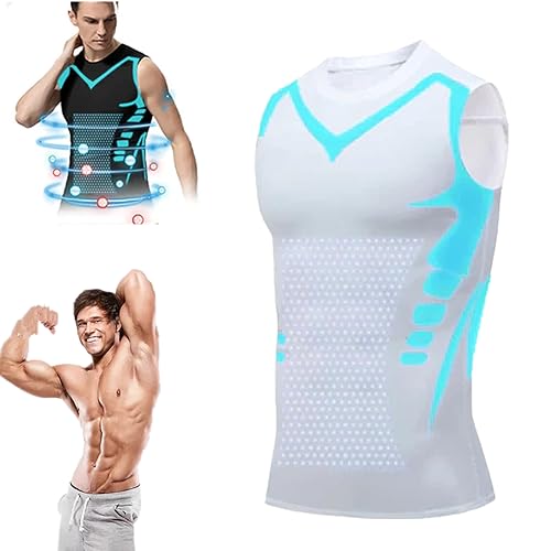 Lucky Song - Lucky Song Ionic Shaping Vest, luckysong Ionic Shaping Vest, Lucky Song Ionic Shaping Vest Men, Expectsky Ion Shaping Vest, Ice-Silk Fabric Compression Shirts (White,L) von Sovtay