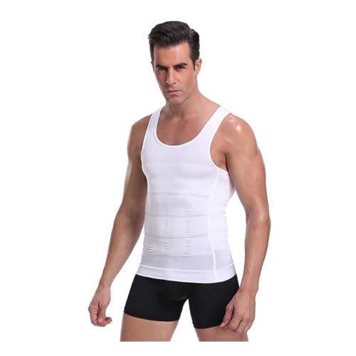 Sculptcore – Men's Body Shaper, Men Body Shaper Slimming Shirt Compression Vest Elastic Sculpting Shapewear Tops (White,3XL) von Sovtay