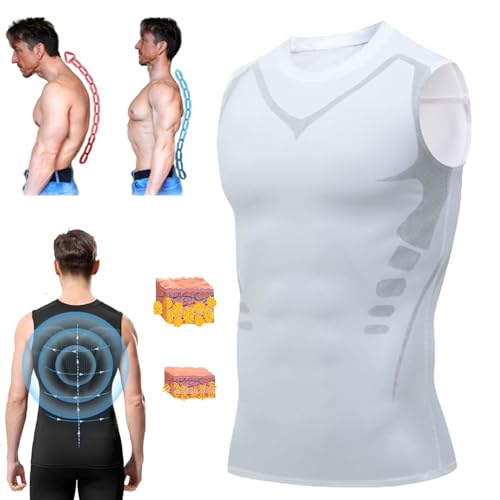 Sugoola Menionic Turmalin Haltungskorrekturweste, Ionic Shaping Vest Men, Shaping Vest Herren, Shapewear Herren (M,Weiß) von Sovtay