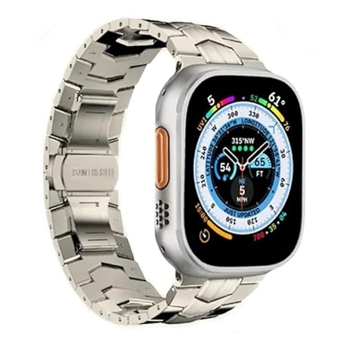 Soyeacrg Kompatibel mit Apple Watch Armband 38mm 40mm 41mm 42mm 44mm 45mm 49mm, Upgrade Business-leichtes Titan-Metallarmband für iWatch SE Ultra 1 2 Series 9 8 7 6 5 4 3 2 1,Titanium,42/44/45/49mm von Soyeacrg