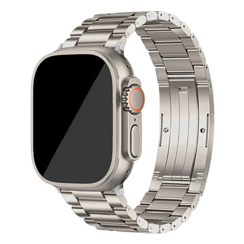 Soyeacrg Kompatibel mit Apple Watch Armband 49mm, 45mm, 44mm, 42mm, 41mm, 40mm, 38mm, Ersatzarmband aus echtem Titan für iWatch Ultra 2/Ultra Series SE 9 8 7 6 5 4 3 2 1,Titanium,42/44/45/49mm von Soyeacrg