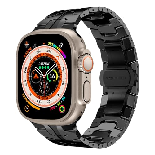 Soyeacrg Kompatibel mit Apple Watch Armband 49mm 45mm 44mm 42mm 38mm 40mm 41mm, Business-Edelstahl-Metall-Ersatzarmband für iWatch Serie SE 9 8 7 6 5 4 3 2 1 Ultra 1 2,Black C,42/44/45/49mm von Soyeacrg