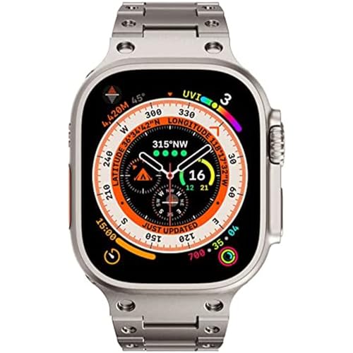 Soyeacrg Kompatibel mit Apple Watch Armband 49mm 45mm 44mm 42mm 41mm 40mm 38mm, verbessertes Business-Echt-Titan-Band für iWatch Ultra 2/Ultra Series SE 9 8 7 6 5 4 3 2 1,Titanium,42/44/45/49mm von Soyeacrg
