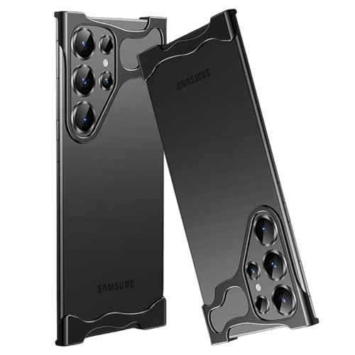 Soyeacrg Rahmenloses Metallgehäuse für Samsung Galaxy S24 Ultra/S24 Plus/S24, schlankes, minimalistisches, störungsfreies, schlankes und leichtes Gehäuse aus Aluminiumlegierung,Black,S24 Plus von Soyeacrg