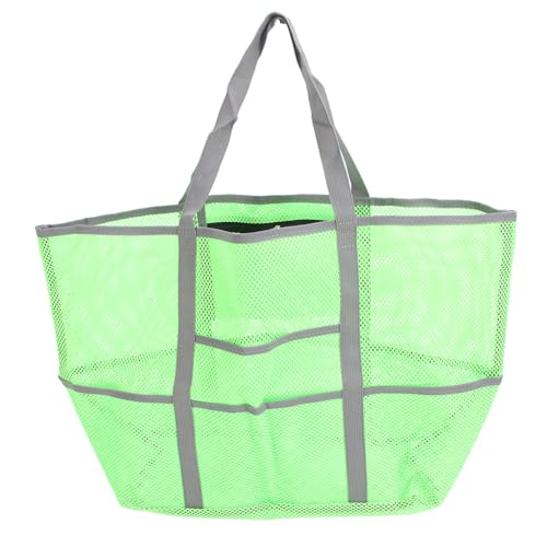 Spacnana Netz-Strandtasche mit 8 Taschen, Wasserdicht, Sanddicht, Tragetaschen, Große Kapazität, Tragbarer Griff, Netz-Pooltasche, für Reisen, Schwimmen, Strand, Essentials (Green) von Spacnana