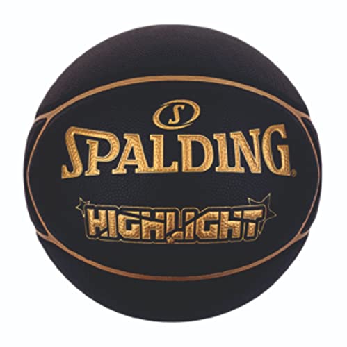 Spalding Basketball Fast S Combo (Spalding Fast S Highlights Serie, Größe 7, Schwarz/Gold + Nivia Ball Luftpumpe) von Spalding