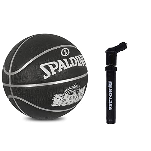 Spalding Dunk Basketball-Trainingsball, Größe 5, aufblasbare Nadel, Dual-Action-Pumpe von Spalding