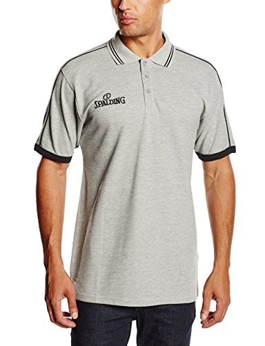 Spalding Herren Polo Shirt Poloshirt, grau-Melange/Schwarz, 3XL von Spalding