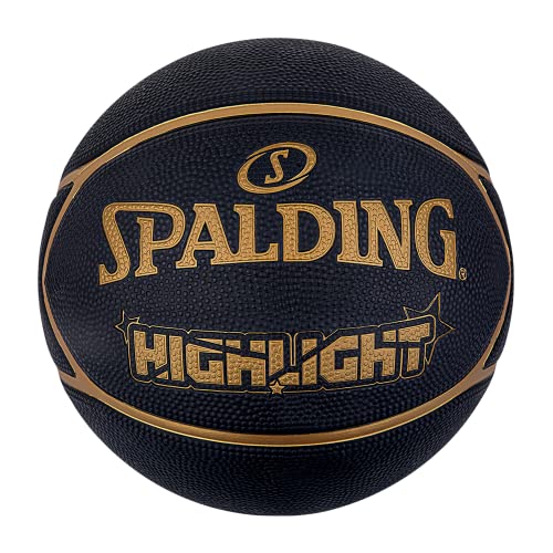 Spalding – Highlight – Black/Gold– Basketball Ball – Size 7 – Basketball – Certified Ball – Material: Rubber – Outdoor – Anti-Slip – Excellent Grip – Official Size and Weight von Spalding