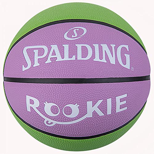 Spalding - Rookie Series - Größe 5 - Gummibasketball - Outdoor-Basketball - Ausgezeichneter Grip - Für Kinder - Mehrfarbig (Violett/Grün) von Spalding