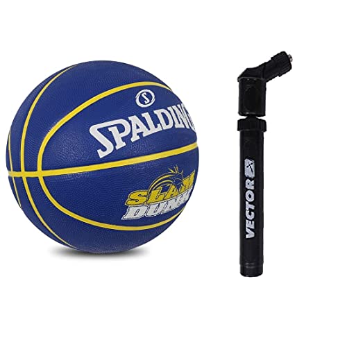 Spalding Slam Dunk NBA Basketball Offizieller Ball Größe 5, 6, 7 mit Luftpumpe Gummi Basketball (5) von Spalding