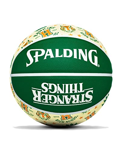 Spalding - Stranger Things Hawkins - Basketballball - Größe 7 - Basketball - Zertifizierter Ball - Material Gummi - Außen - Innen (7, Grün Hawkins) von Spalding