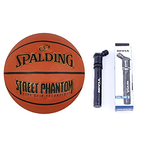Spalding Street Phantom Orange Basketball Exellent Grip Professioneller Basketball für Outdoor-Macthes Digital Gedruckt Größe 7 mit Luftpumpe für Volleyball Fußball von Spalding