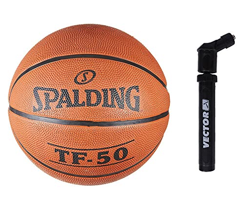 Spalding TF-50 Erwachsene Basketball Ball Größe 6 mit Aufblasnadel Luftpumpe gratis von Spalding