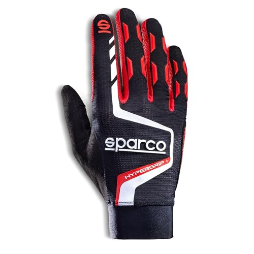 Sparco HYPERGRIP+ Gloves T 10 Black/RED, Mehrfarbig, 42/50 EU von Sparco