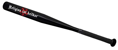 Baseballschläger schwarz Religion ist heilbar Aluminium 65 cm lang Sportgerät von Spaß Kostet