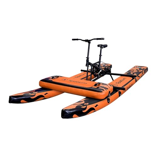 Spatium SUP Water Bike Aufblasbares Tretboot Aufblasbares Pedal Kajak Wasserfahrräder für See Angeln Tretboot Stabiler und einfacher auf Wasser zu fahren Orange Feuer von Spatium