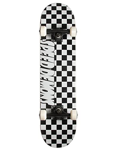 Speed Demons Checkers Skateboard komplettboard, Farbe:Schwarz/Weiß, Größe:7' von Speed Demons