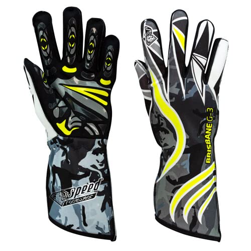 Speed Kart Handschuhe | Brisbane G-3 | schwarz,weis,Neongelb | (09) von Speed