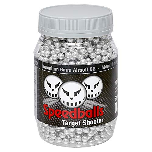 Speedballs Target Shooter Aluminium BBS 0.30g 2.000er Container Silber Softairmunition Airsoftmunition von Speedballs