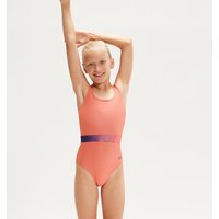 Badeanzug mit Kontrastgürtel für Mädchen Koralle/Flieder von Speedo