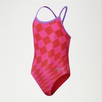All-Over Digital-Badeanzug mit V-Rückenausschnitt für Mädchen Rot/Pink von Speedo