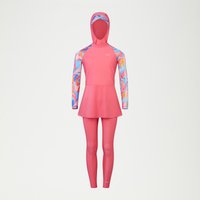 Diskreter 3-teiliger bedruckter Badeanzug für Mädchen Pink/Blau von Speedo