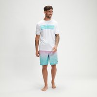 Kurzarm-Grafik-Badeshirt für Herren Weiß/Blau von Speedo