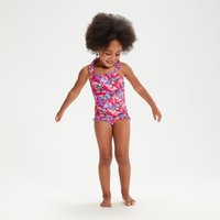 Schwimmlern-Rüschen-Badeanzug mit dünnen Trägern für Mädchen im Kleinkindalter Pink von Speedo