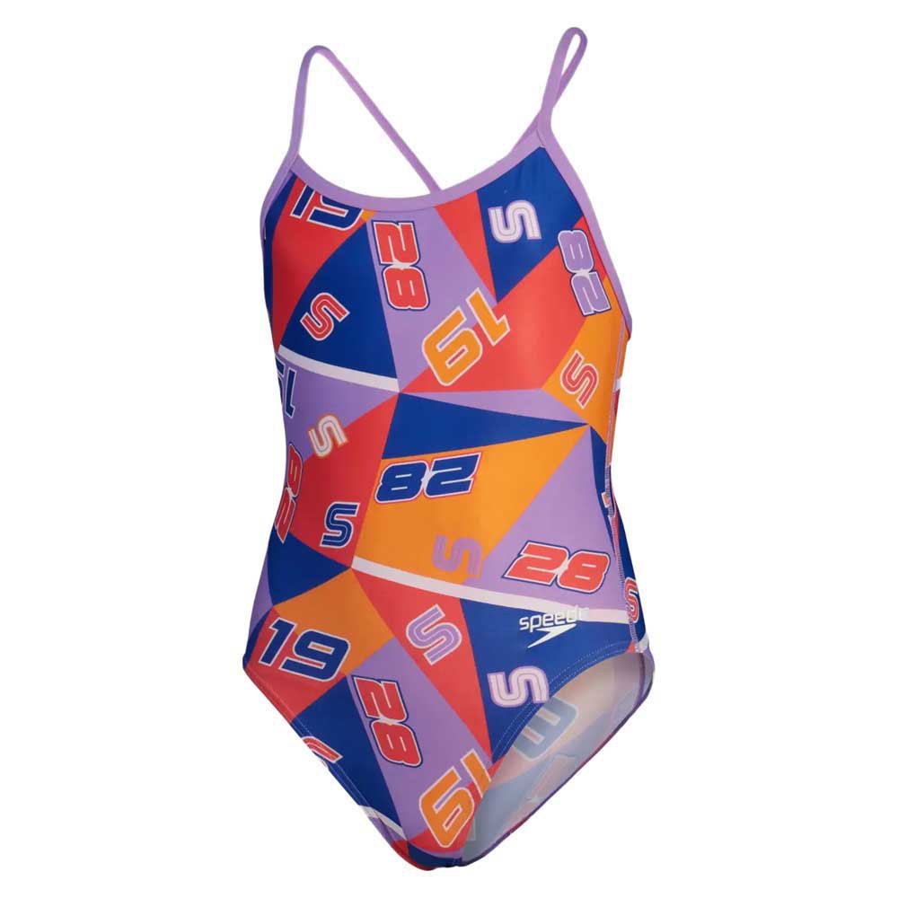 Speedo Allover Digital Vback Swimsuit Mehrfarbig 9-10 Years Mädchen von Speedo