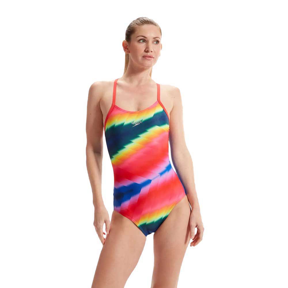 Speedo Allover Fixed Crossback Swimsuit Mehrfarbig UK 32 Frau von Speedo