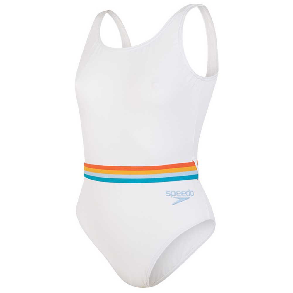 Speedo Belted Deep U-back Swimsuit Weiß UK 30 Frau von Speedo