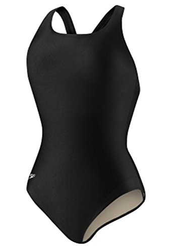 Speedo Damen Badeanzug Einteiler PowerFlex Ultraback Solid, Damen, 723601-001, Schwarz, 6 von Speedo