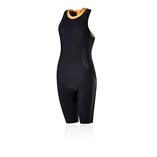 Speedo Damen Fit Hydroraise Badeanzug, Mehrfarbig (Black/Fluo Orange), 30 von Speedo