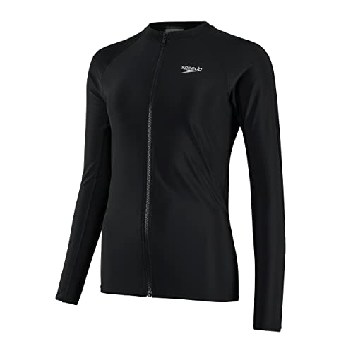 Speedo Damen Full Zip Long Sleeve Sun Protection Rash Top Rash Top, Schwarz, XXS von Speedo