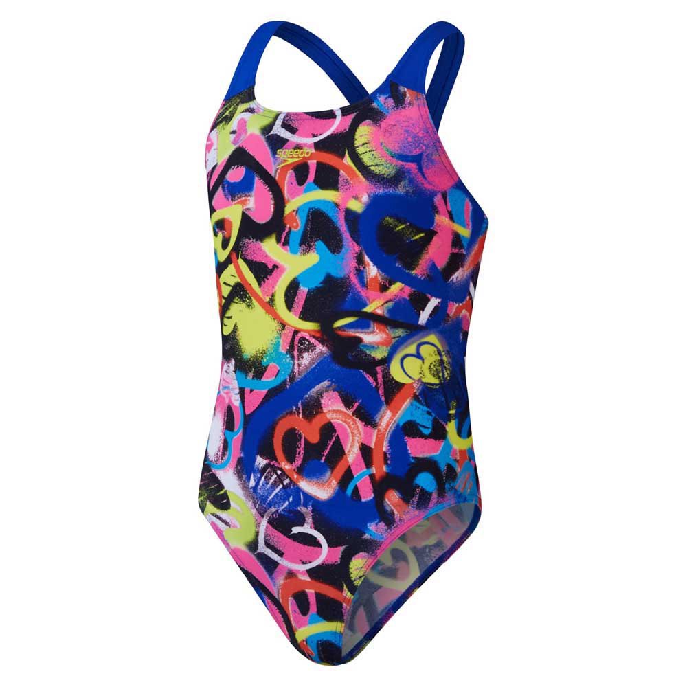Speedo Digital Allover Powerback Swimsuit Mehrfarbig 15-16 Years Mädchen von Speedo