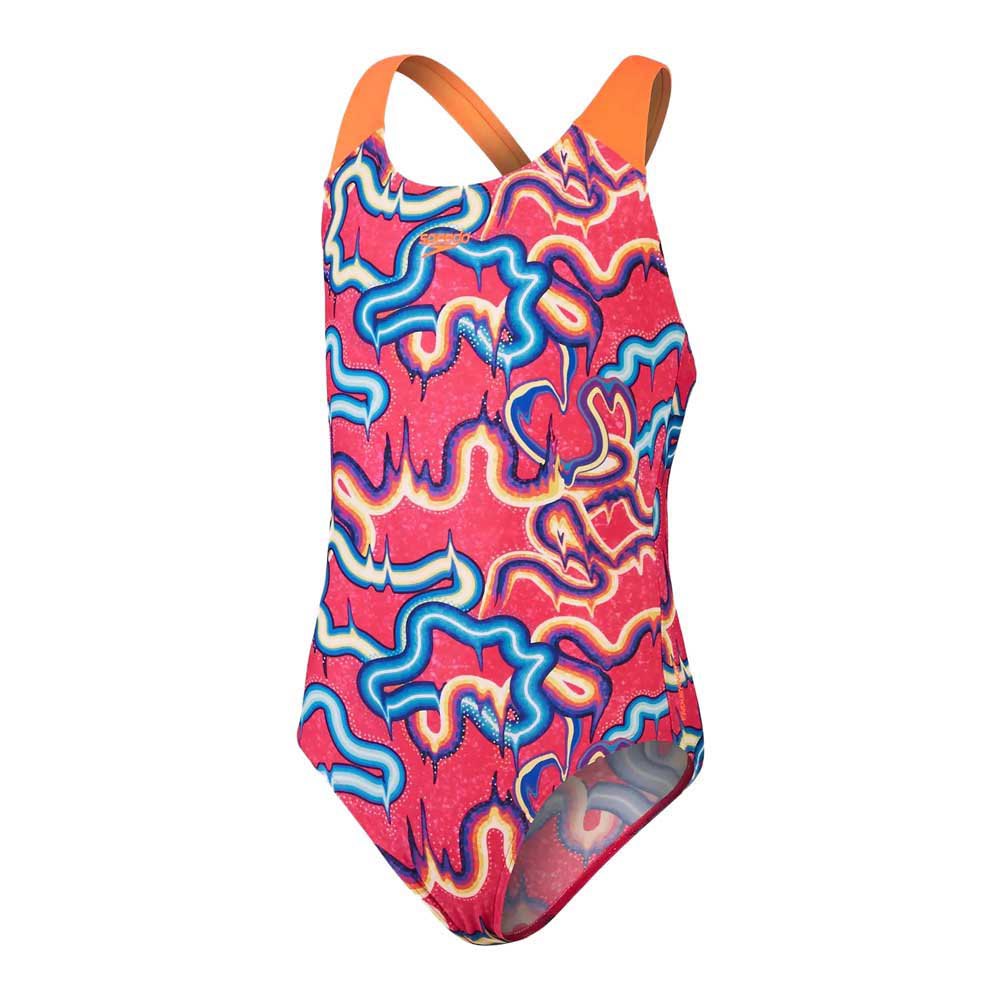 Speedo Digital Allover Splashback Swimsuit Rot 9-10 Years Mädchen von Speedo