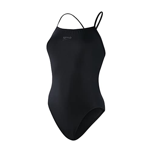 Speedo Damen Eco Endurance+ Thinstrap Einteiliger Badeanzug | Athletische Passform | Klassisches Design | Recyclingmaterial | Chlorbeständig | Besonders flexibel Schwimmbekleidung, Schwarz, 26 von Speedo