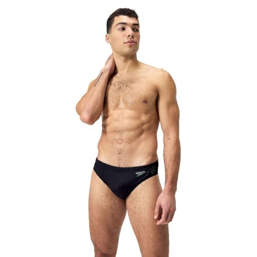 Speedo Herren Hyperboom Splice Badehose | Schnelltrocknend | Training | Fitness | Chlorbeständig Schwimmbekleidung, Schwarz/Countrygreen, 38/15 von Speedo
