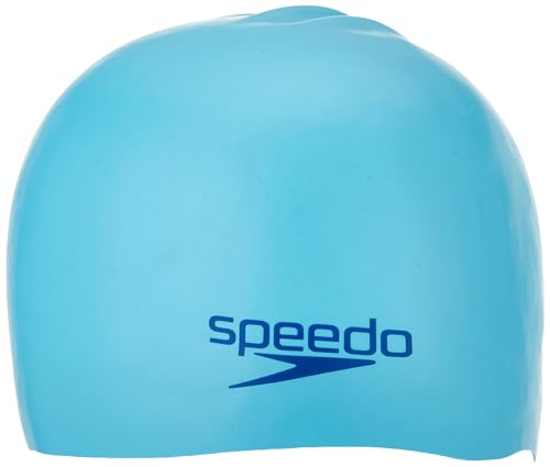 Speedo Unisex Kinder Plain Moulded Silicone J Schwimmkappe, Blau/Blau, One Size von Speedo