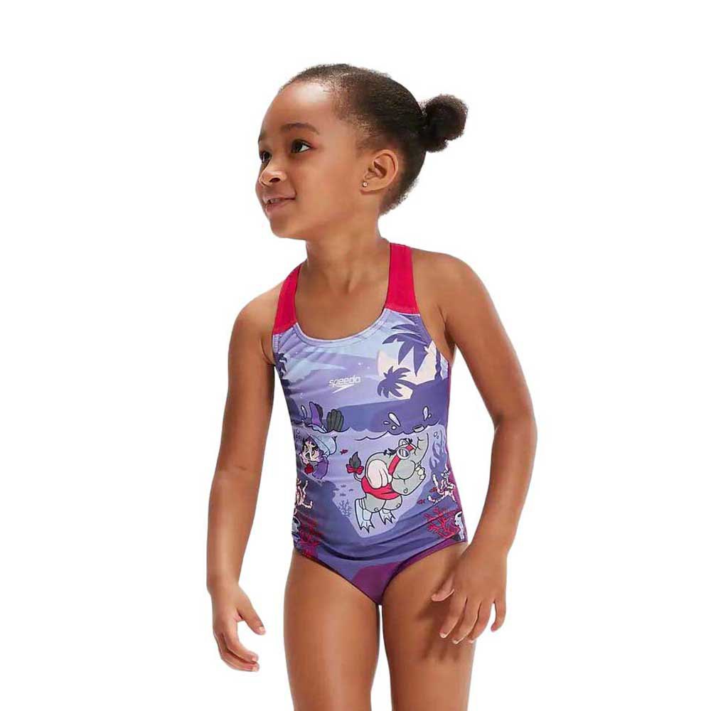 Speedo Learn To Swim Printed Racerback Swimsuit Lila 24 Months Mädchen von Speedo
