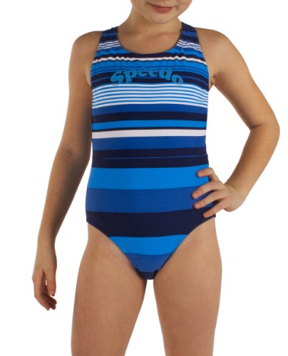 Speedo Mädchen Badeanzug Michelle 1 Piece Mixed Stripes, Navy, 116, 8084920002 von Speedo