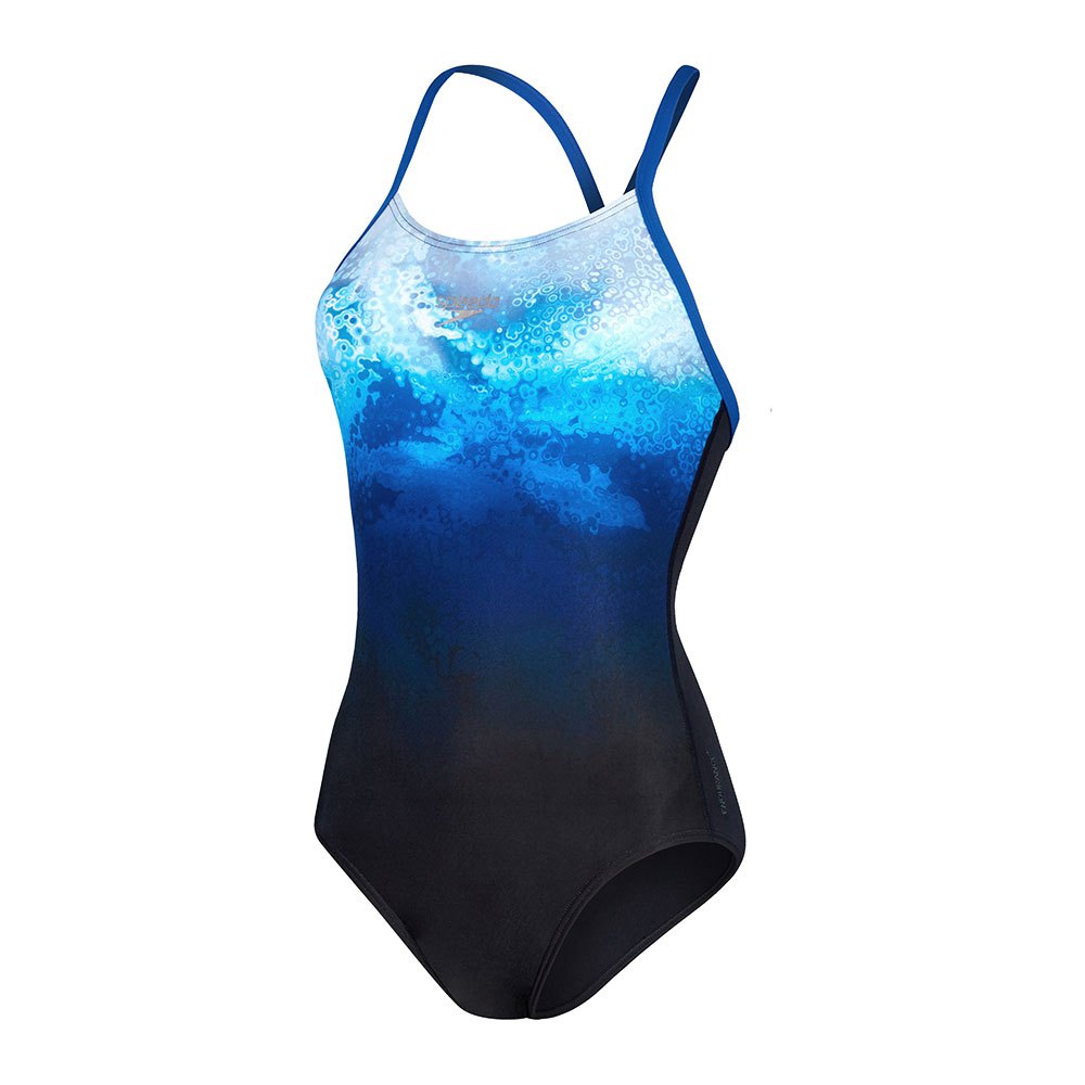 Speedo Placement Digital Fixed Crossback Swimsuit Blau UK 28 Frau von Speedo